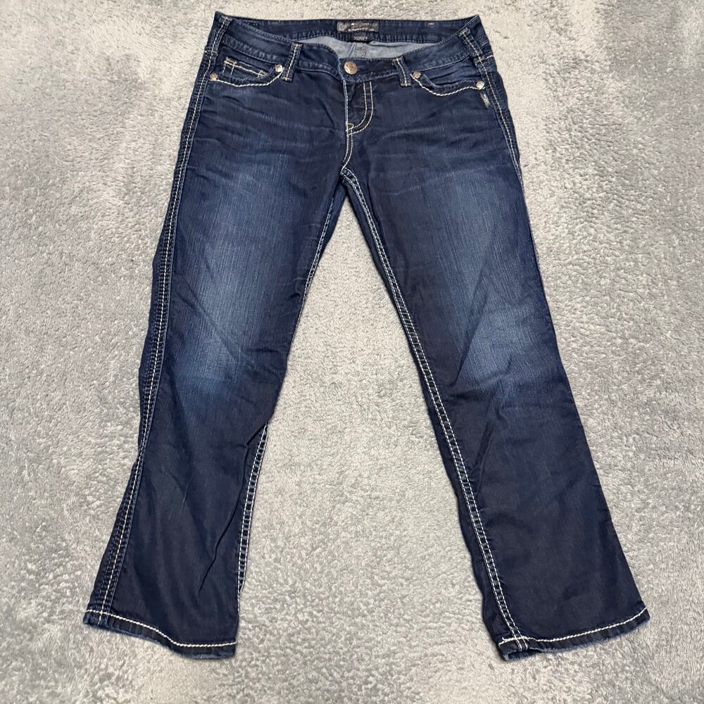 Silver Jeans Womens 31 (33x25) Frances Capri Western Dark Contrast Stitch